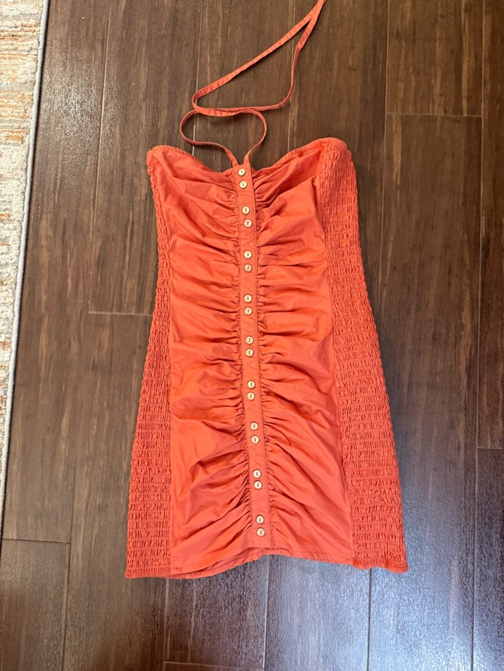 Free people orange button mini dress in size M